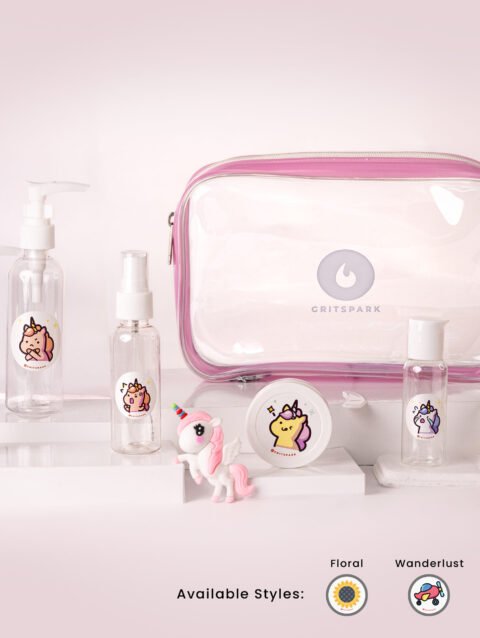 GritSpark Travel Toiletry Set Unicorn Minimalistic Style
