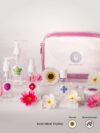 GritSpark Floral Travel Toiletry Bottles & Jars Kit with Pouch 11pcs