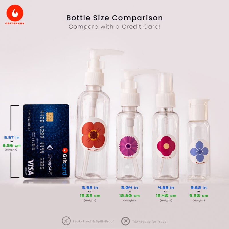 Floral Essential Bottles Size Comparison