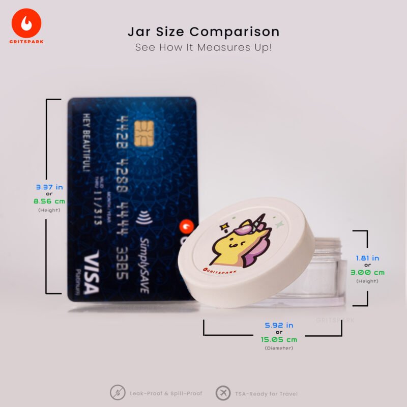 Unicorn Travel Jar Size Comparison