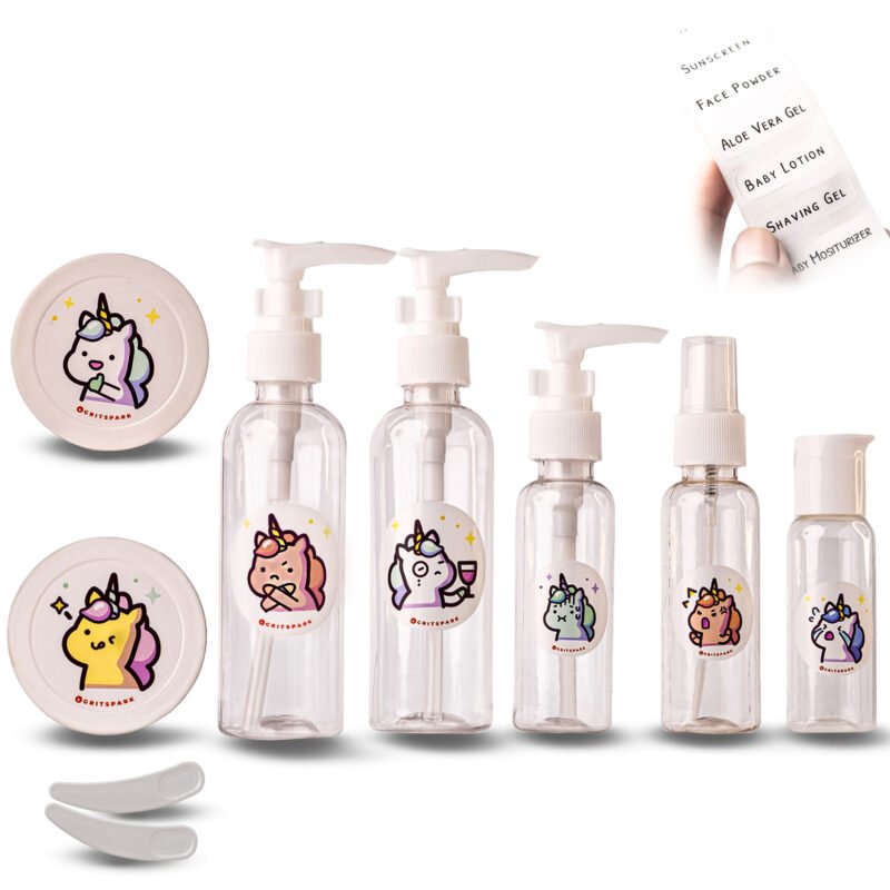 GritSpark Travel Toiletry Bottles Kit Unicorn